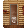 Дверь для сауны DoorWood (Дорвуд) 70x180 Престиж (с рисунком) Банька левая (бронза)
