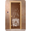Дверь для сауны DoorWood (Дорвуд) 70x190 Классика Банька бронза, круглая ручка с защёлкой (хвоя) пра