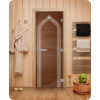 Дверь для сауны DoorWood (Дорвуд) 80x200 Эталон Восточная арка (бронза) левая