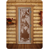 Дверь для сауны DoorWood (Дорвуд) 70x200 Престиж (с рисунком) Березка левая (прозрачная)