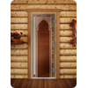 Дверь для сауны DoorWood (Дорвуд) 70x200 Престиж (с рисунком) Восточная арка левая (прозрачная)