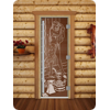 Дверь для сауны DoorWood (Дорвуд) 70x200 Престиж (с рисунком) Дженифер правая (прозрачная)