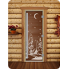 Дверь для сауны DoorWood (Дорвуд) 70x200 Престиж (с рисунком) Зима правая (прозрачная)