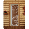 Дверь для сауны DoorWood (Дорвуд) 70x200 Престиж (с рисунком) Камышовый рай левая (прозрачная)